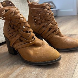 Free People Rusty brown boots with back zipper